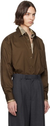 AURALEE Brown Washed Finx Typewriter Button Down Shirt