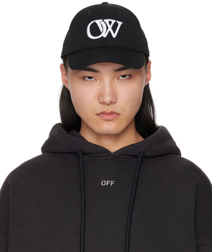 Photo: Off-White Black Drill Embroidered 'OW' Baseball Cap