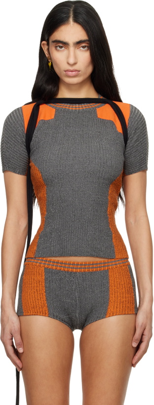 Photo: Ottolinger Orange & Gray Textured Knit Team T-shirt