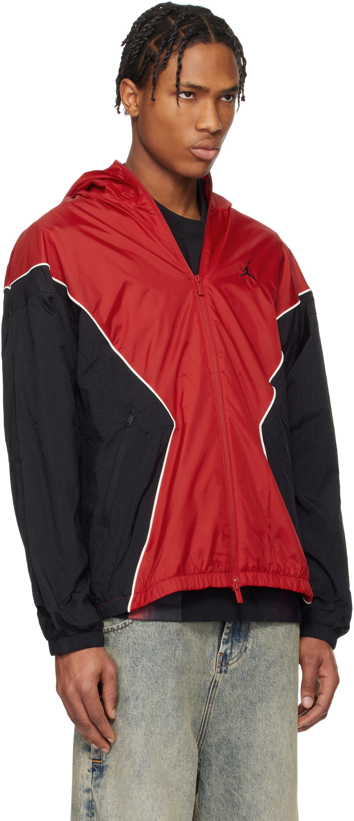 Nike Jordan Red & Black Jordan Brooklyn Hooded Draft Jacket