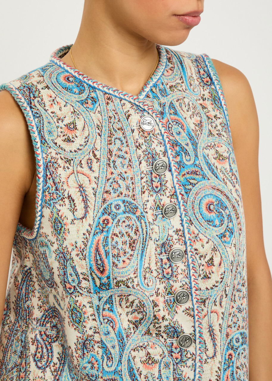 Etro Patterned-jacquard Cotton-blend Gilet No Colour