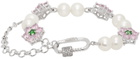 VEERT White Gold Macro Flower Freshwater Pearl Bracelet
