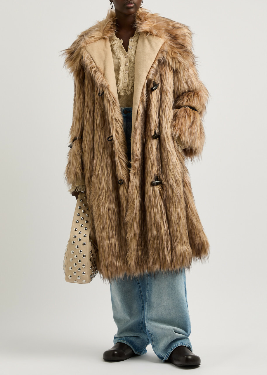 BY Malene Birger Graca Panelled Faux fur Coat Beige