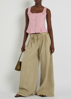 Free People Julien Wide-leg Cotton-twill Chino Trousers Khaki
