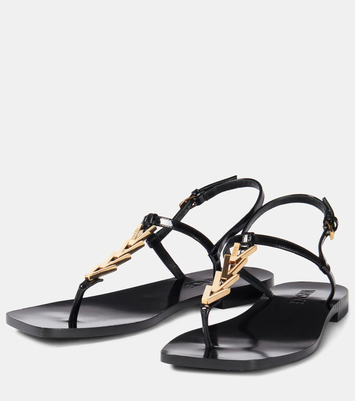 Versace V2025 Chain leather thong sandals