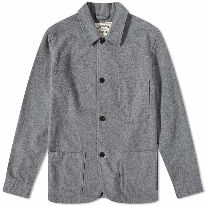 Photo: Portuguese Flannel Men's Labura Flannel Chore Jacket in Grey