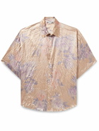 Acne Studios - Setar Oversized Floral-Print Crinkled-Satin Shirt - Orange