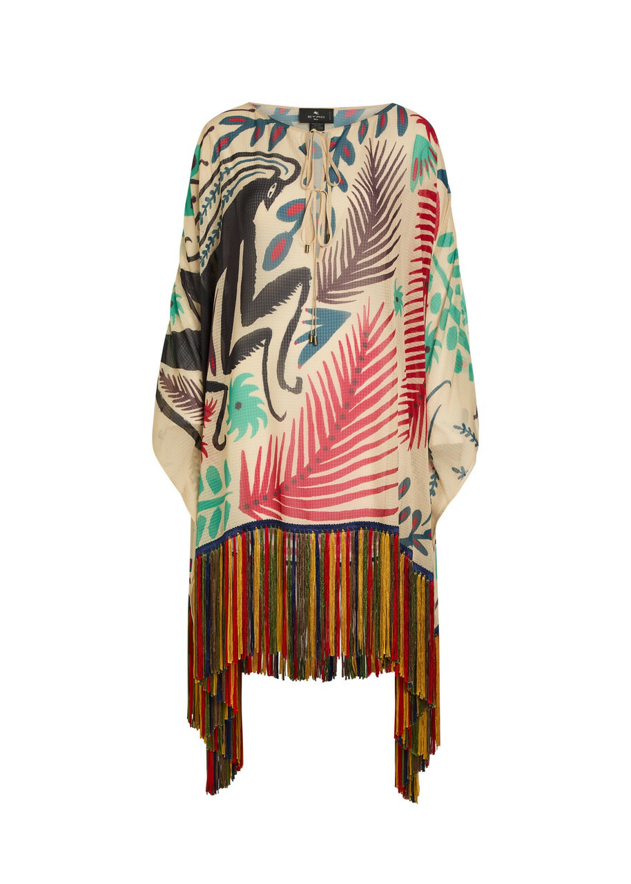 Etro Printed Fringed Sheer Seersucker Cover-up - Multicoloured - One Size
