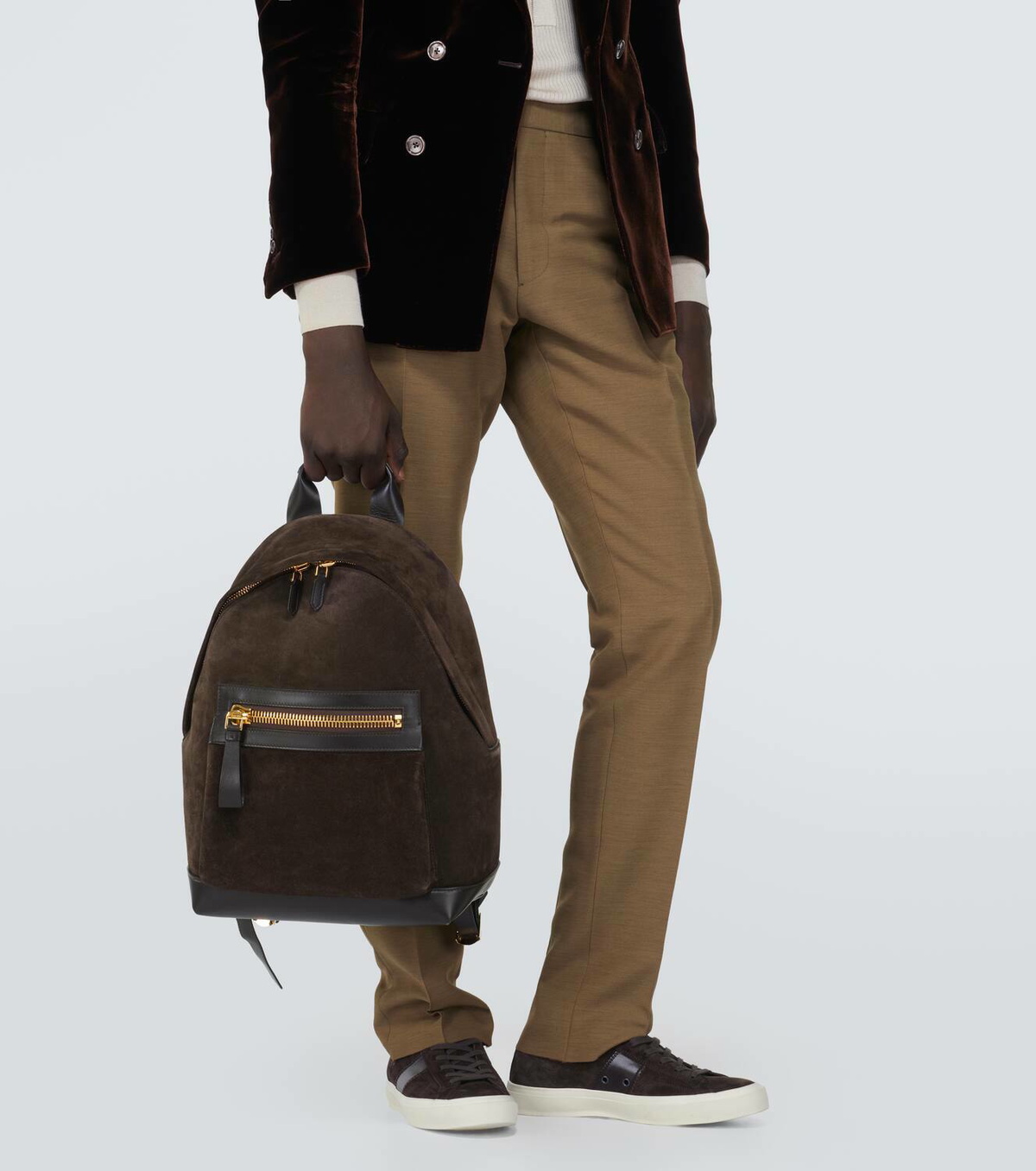 ◆EMIS◆ SUEDE BACKPACKBEIGE m1037_1334943 TOM FORD Buckley Leather-Trimmed Zebra-Print Suede Backpack