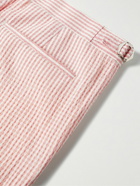 Richard James - Hyde Slim-Fit Striped Stretch-Wool and Cotton-Blend Seersucker Suit Trousers - Pink