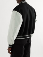 GIVENCHY - Logo-Appliquéd Leather-Trimmed Wool-Blend Bomber Jacket - Black