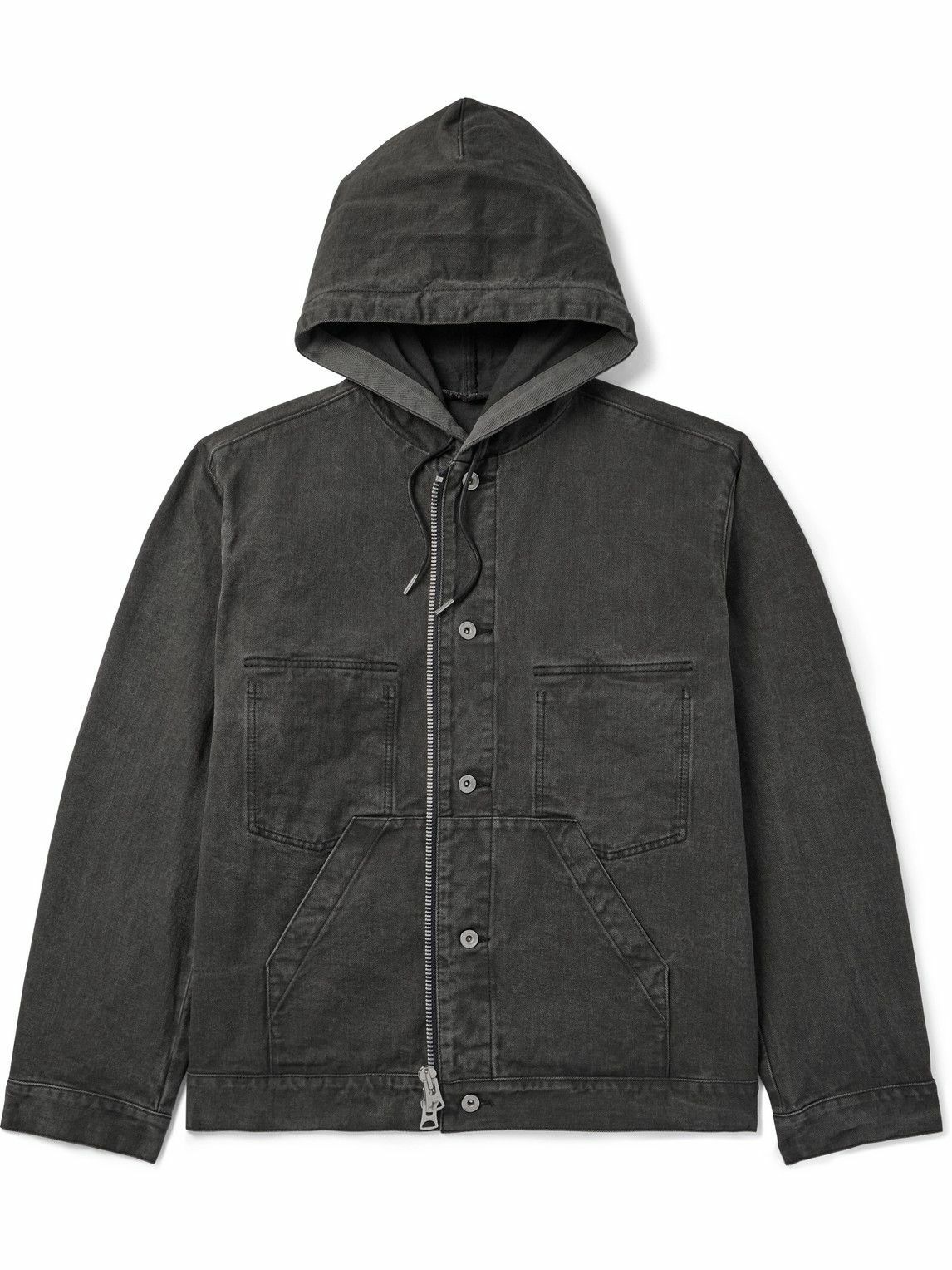 sacai Gray Hooded Denim Jacket Sacai