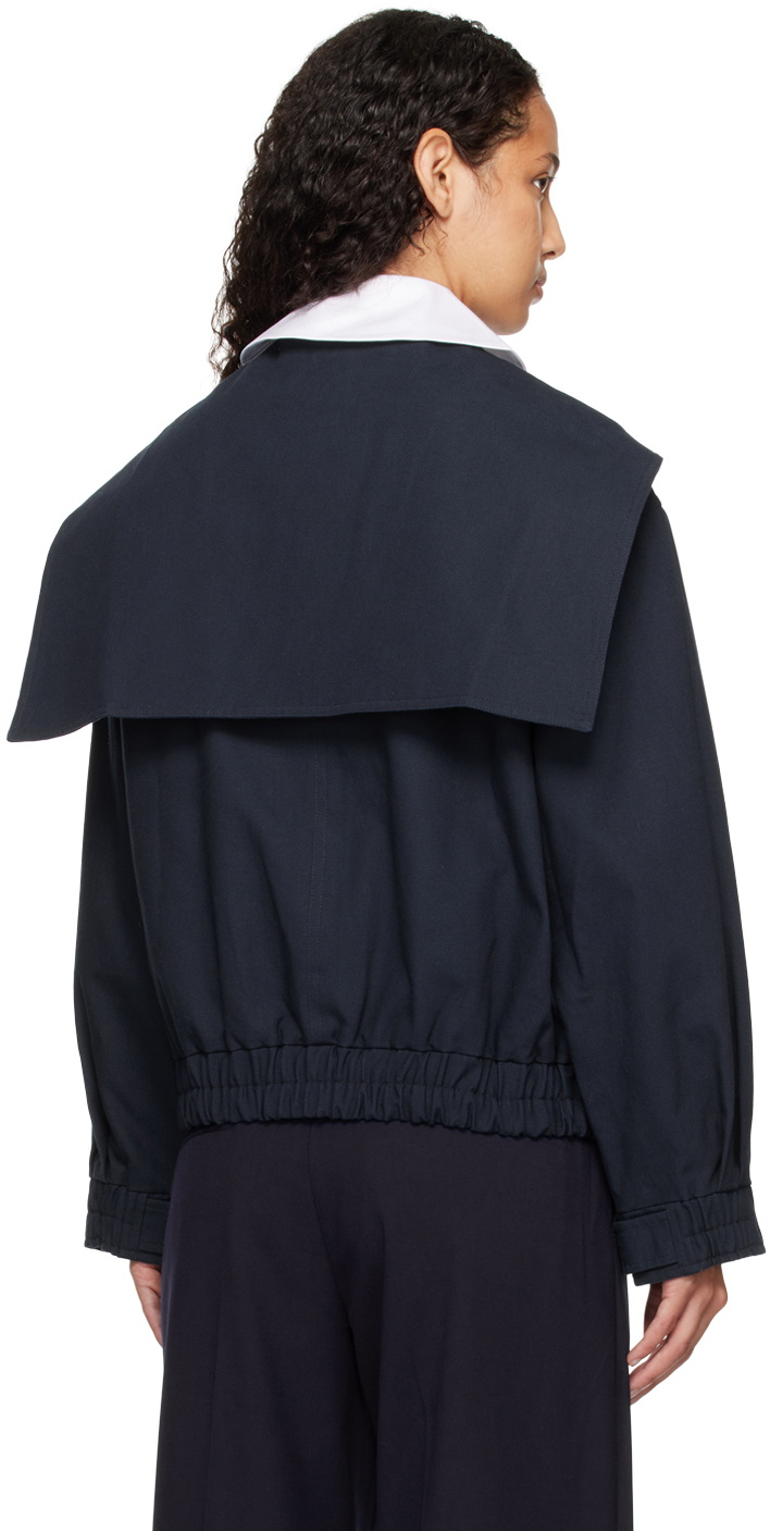 【関税込み】Sandy Liang ネイビー シェルジャケット Sandy Liang Navy Kellogg Jacket Sandy Liang