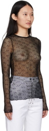 BONBOM Black Mesh Long Sleeve T-Shirt