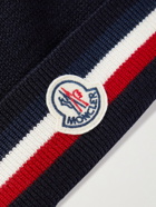 Moncler - Logo-Appliquéd Striped Ribbed Virgin Wool Beanie