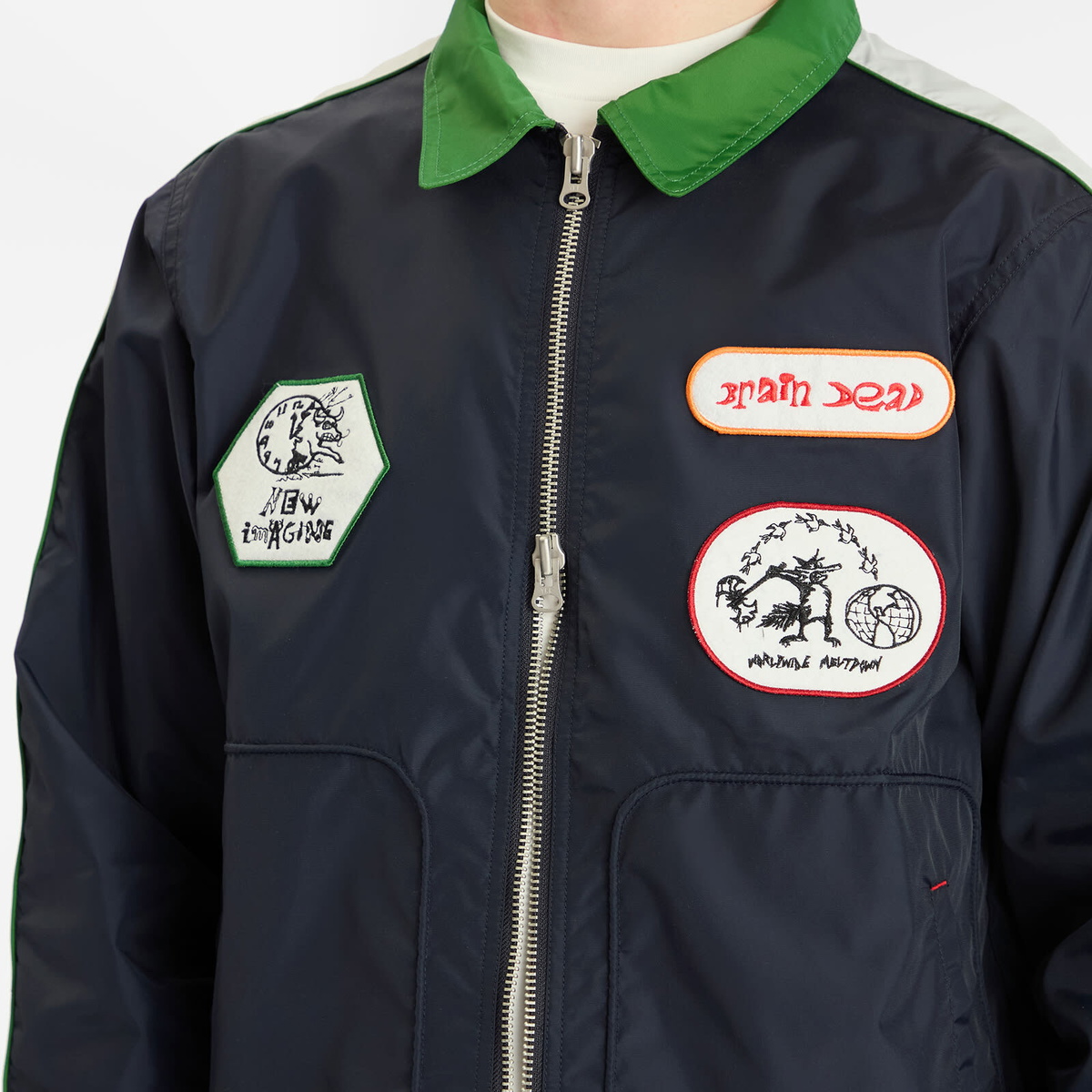 Brain Dead Men's Meltdown Racing Jacket in Navy Brain Dead