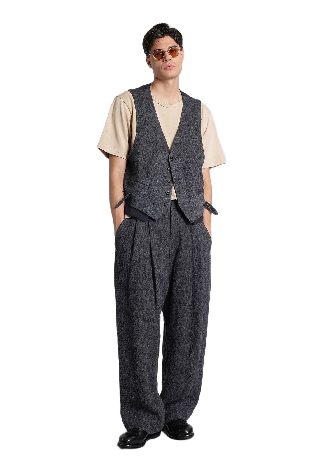 Ziggy Chen Pants In Blue Linen