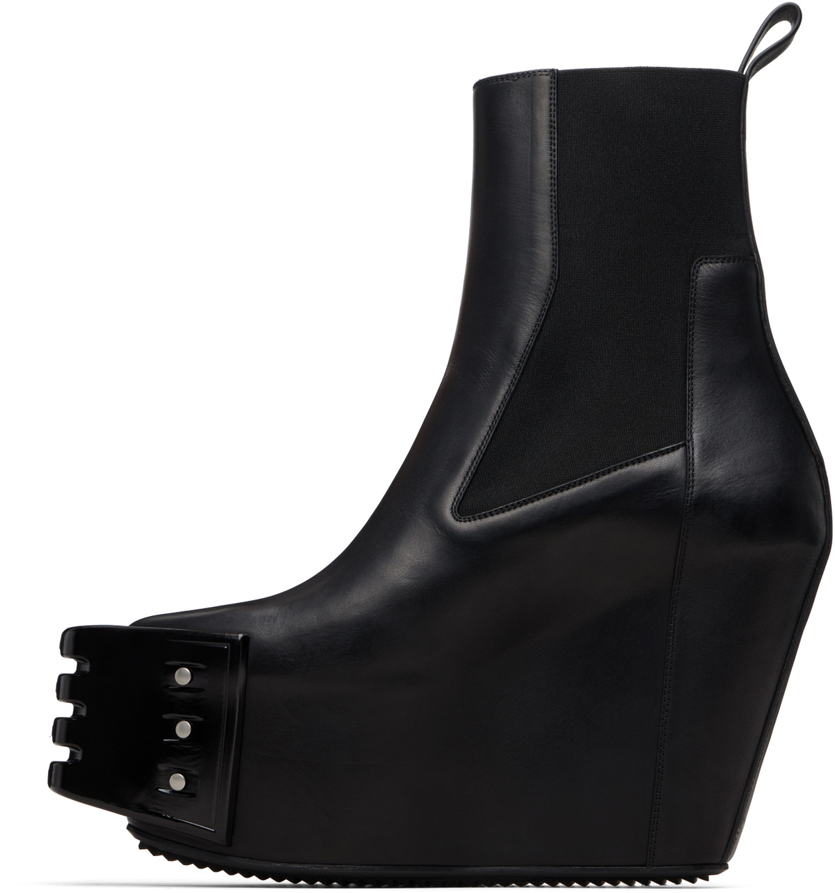 Rick Owens Black Temple Grilled Wedge Beatle Chelsea Boots