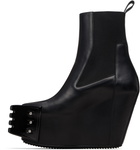 Rick Owens Black Temple Grilled Wedge Beatle Chelsea Boots