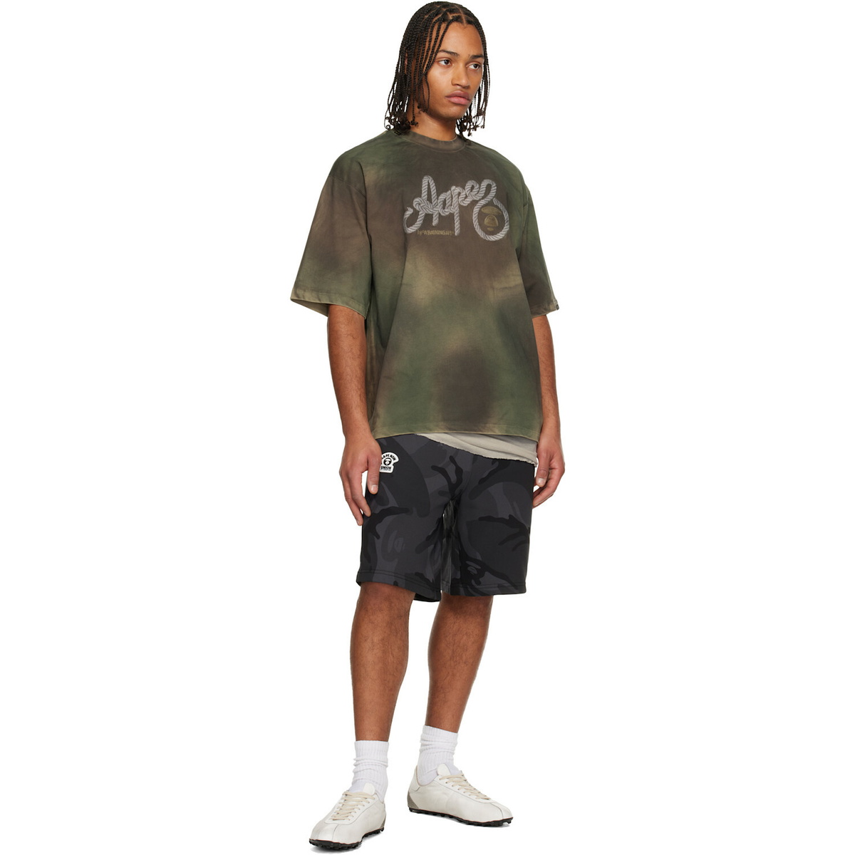 AAPE by A Bathing Ape Gray 'AAPENOW' Moonface Logo Sweat Shorts