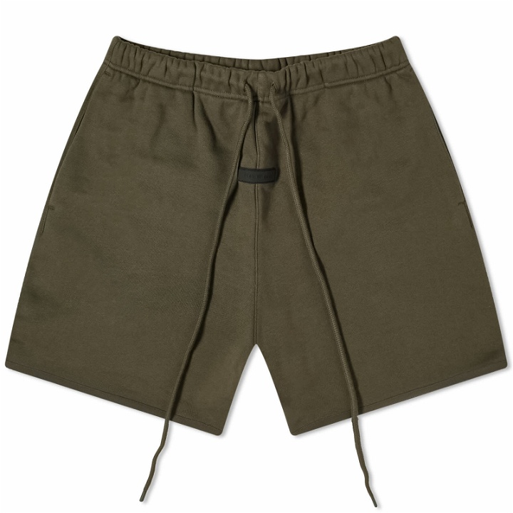 Photo: Fear of God ESSENTIALS Men's Spring Tab Detail Sweat Shorts in Ink