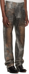 424 Gray Fivepocket Leather Pants