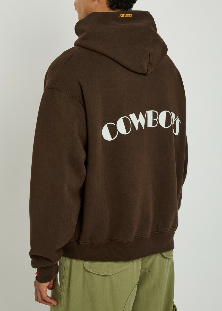 Cherry Los Angeles Cowboys Printed Hooded Cotton Sweatshirt Brown