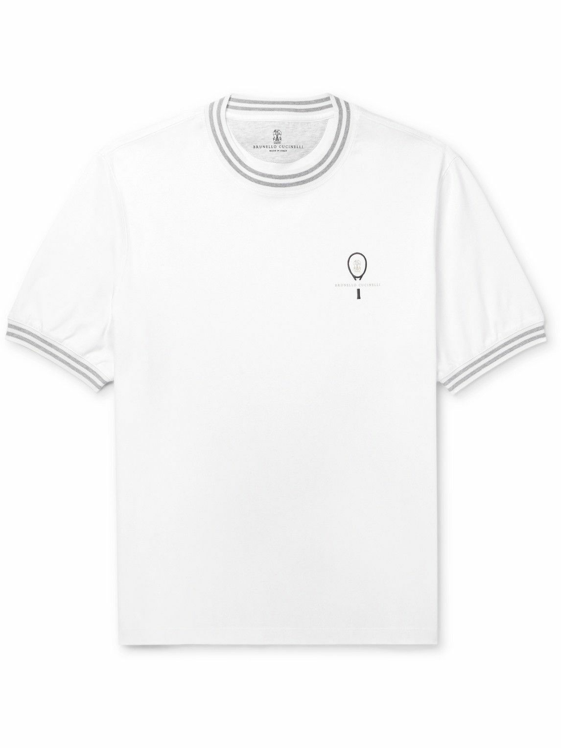 Brunello Cucinelli - Logo-Detailed Striped Cotton-Jersey T-Shirt