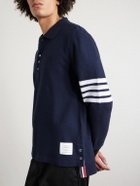 Thom Browne - Striped Cotton-Piqué Polo Shirt - Blue