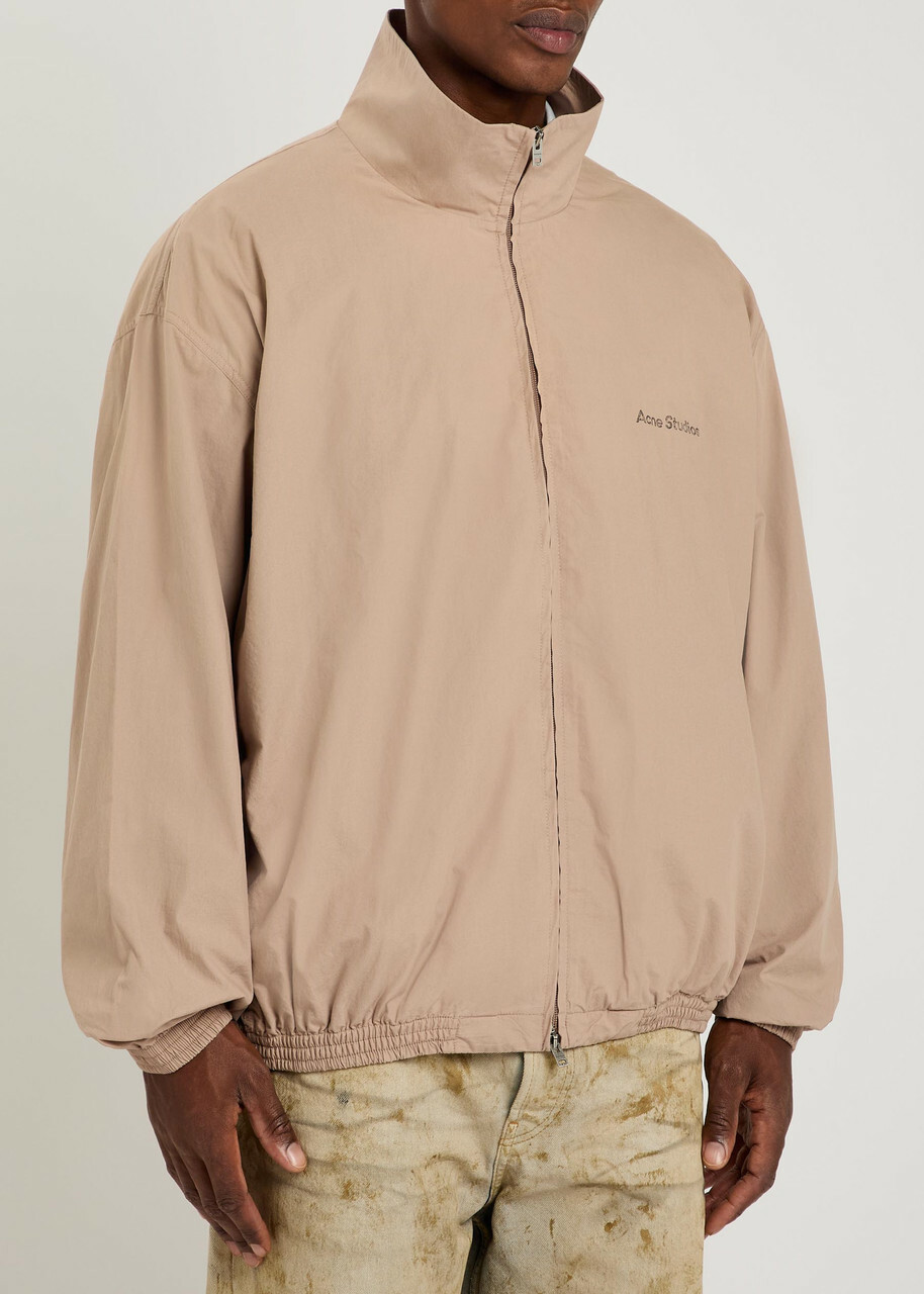 Acne Studios Logo-print Cotton-poplin Jacket Beige