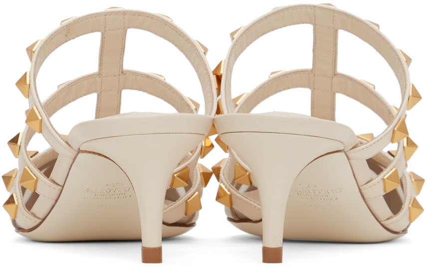 Mules Rockstud Valentino Beige Cuir Et Cuir Verni - Taille 35,5 - Occasion Parfait état