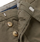 Thom Sweeney - Slim-Fit Cotton-Blend Twill Shorts - Army green