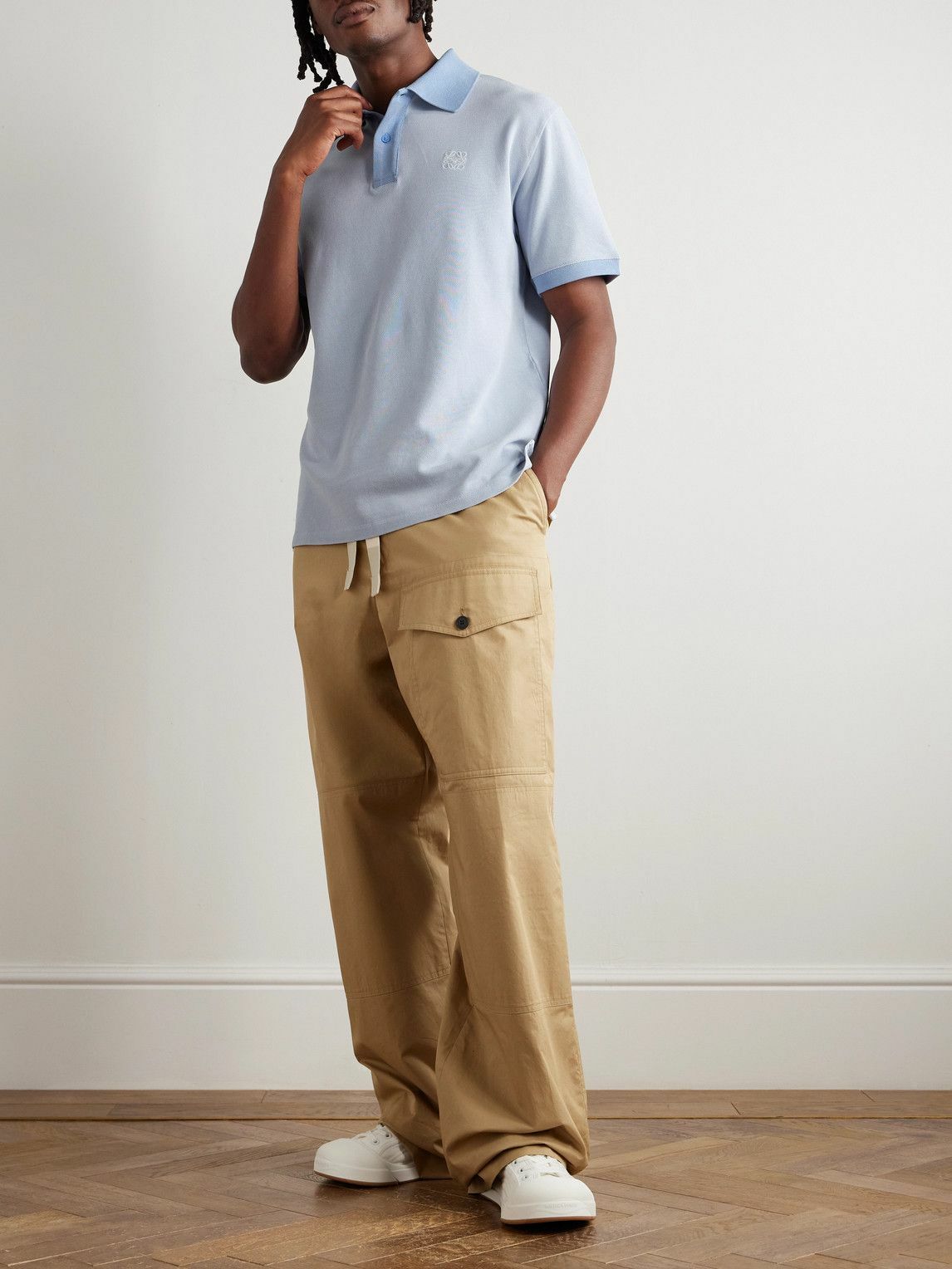 LOEWE - Logo-Embroidered Cotton-Piqué Polo Shirt - Blue