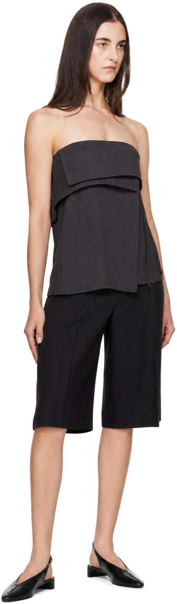 St. Agni Gray Strapless Wrap Top