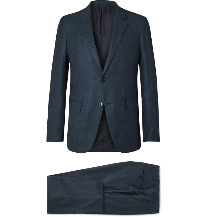 Photo: Ermenegildo Zegna - Navy Slim-Fit Cashmere and Silk-Blend Suit - Blue