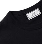 AMI - Logo-Appliquéd Cotton-Jersey T-Shirt - Black