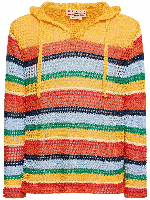 Photo: MARNI - Striped Crocheted Cotton Hoodie