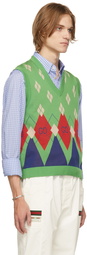 Gucci Green 'Argyle' Knit Sweater