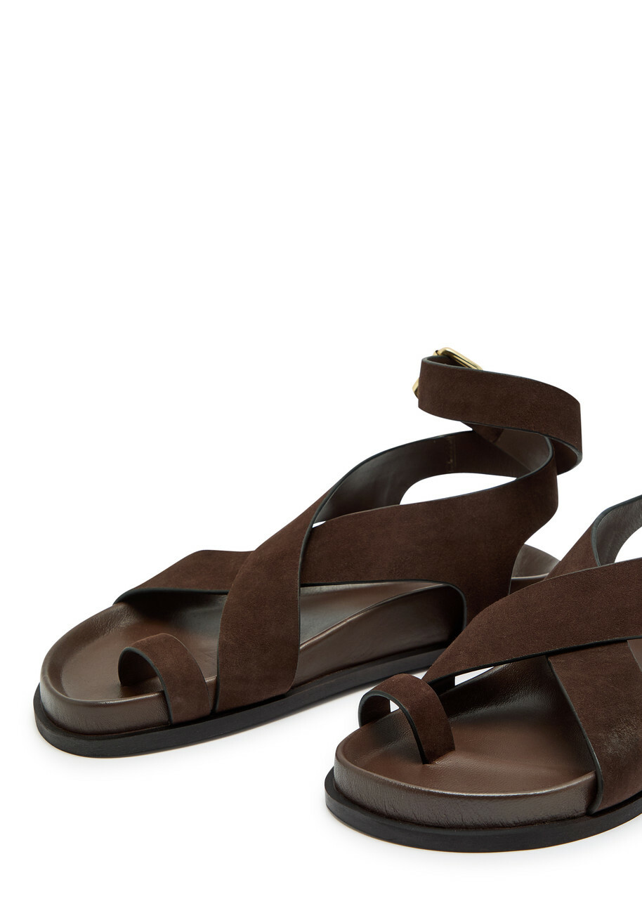 A.emery Jalen Cross-over Suede Sandals Brown