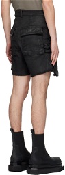 Rick Owens Black Stefan Cargo Denim Shorts