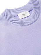 AMI PARIS - Logo-Intarsia Cotton-Blend Sweater - Purple