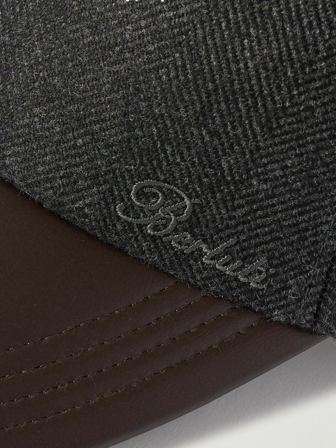 Berluti - Logo-Embroidered Leather-Trimmed Wool Baseball Cap - Gray