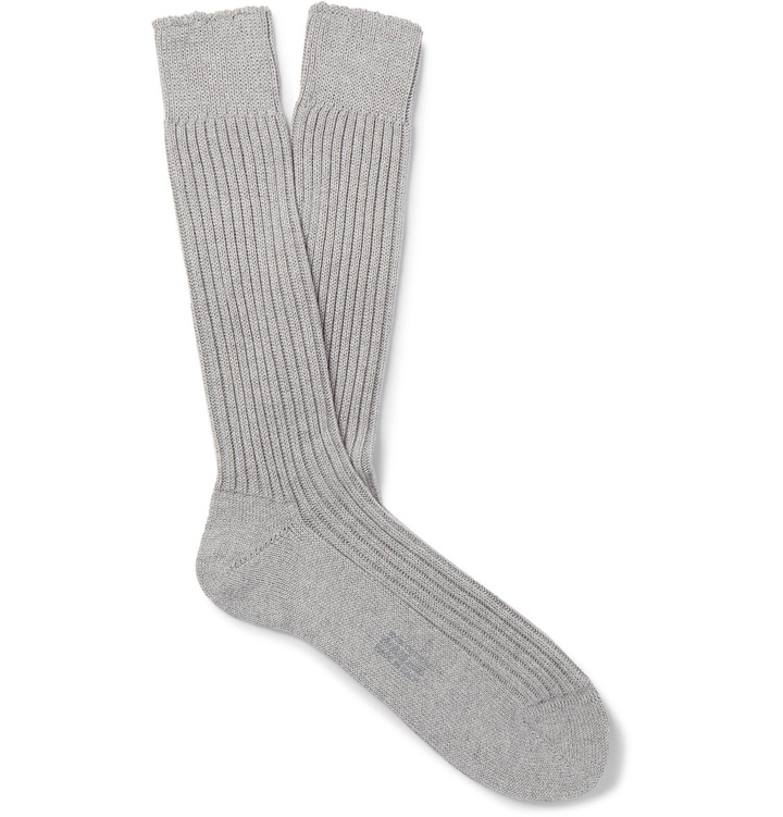 Photo: TOM FORD - Ribbed Cotton Socks - Gray