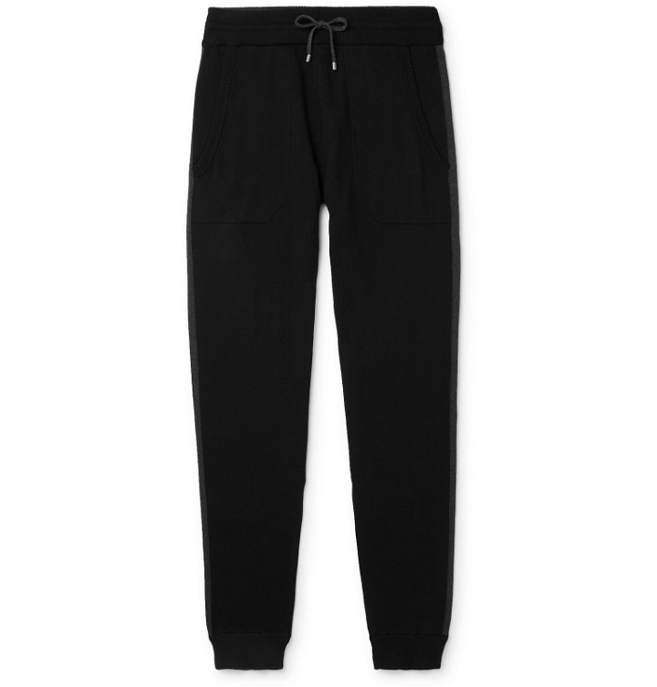 Photo: Zimmerli - Slim-Fit Contrast-Tipped Cotton and Cashmere-Blend Sweatpants - Black