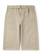 LEMAIRE - Twisted Wide-Leg Belted Garment-Dyed Denim Shorts - Neutrals