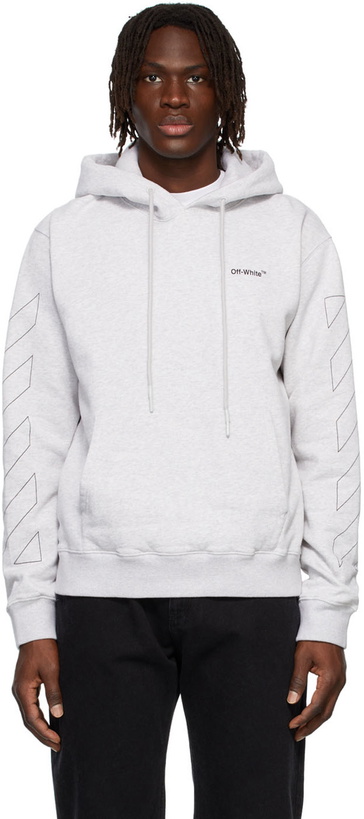 Photo: Off-White Grey Slim Diag Outline Hoodie