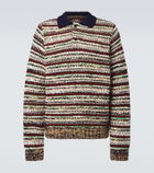 Sacai Striped cotton-blend polo sweater