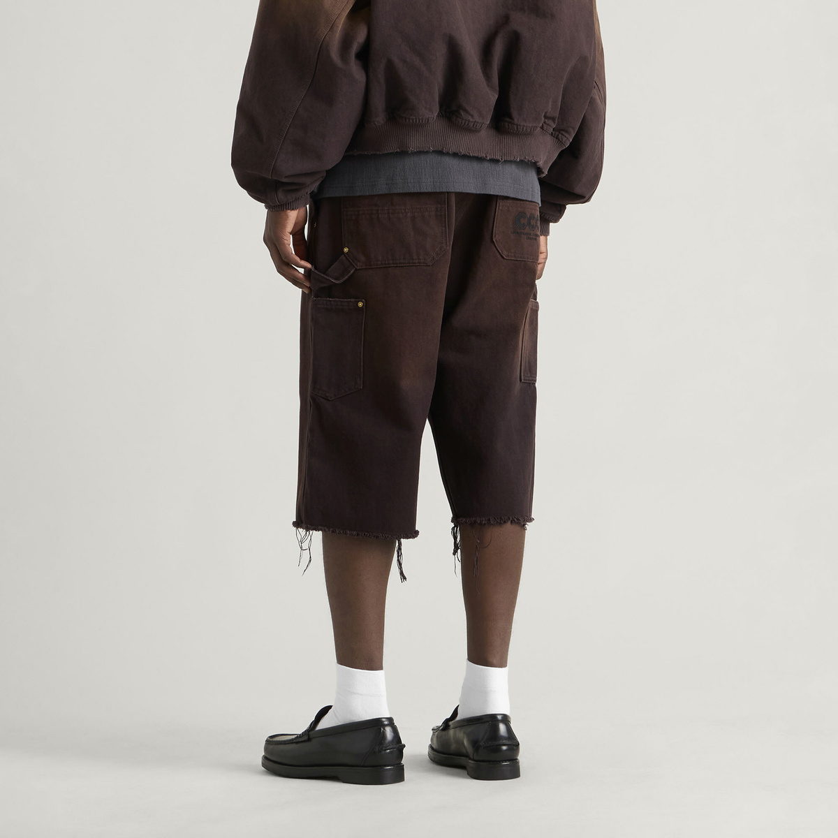 Willy Chavarria Men's Workwear Carpenter Short in Uniform Brown