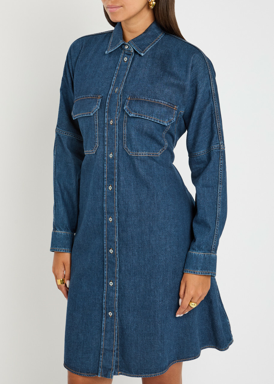 Weekend Max Mara Balenio Denim Mini Shirt Dress Navy