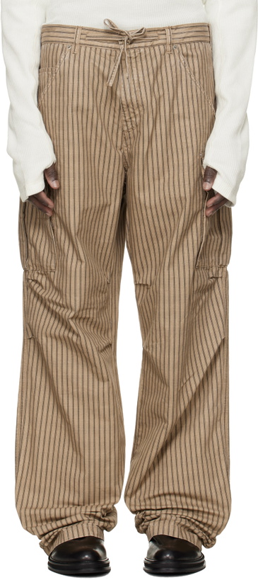 Photo: 424 Beige Camo Stripe Cargo Pants